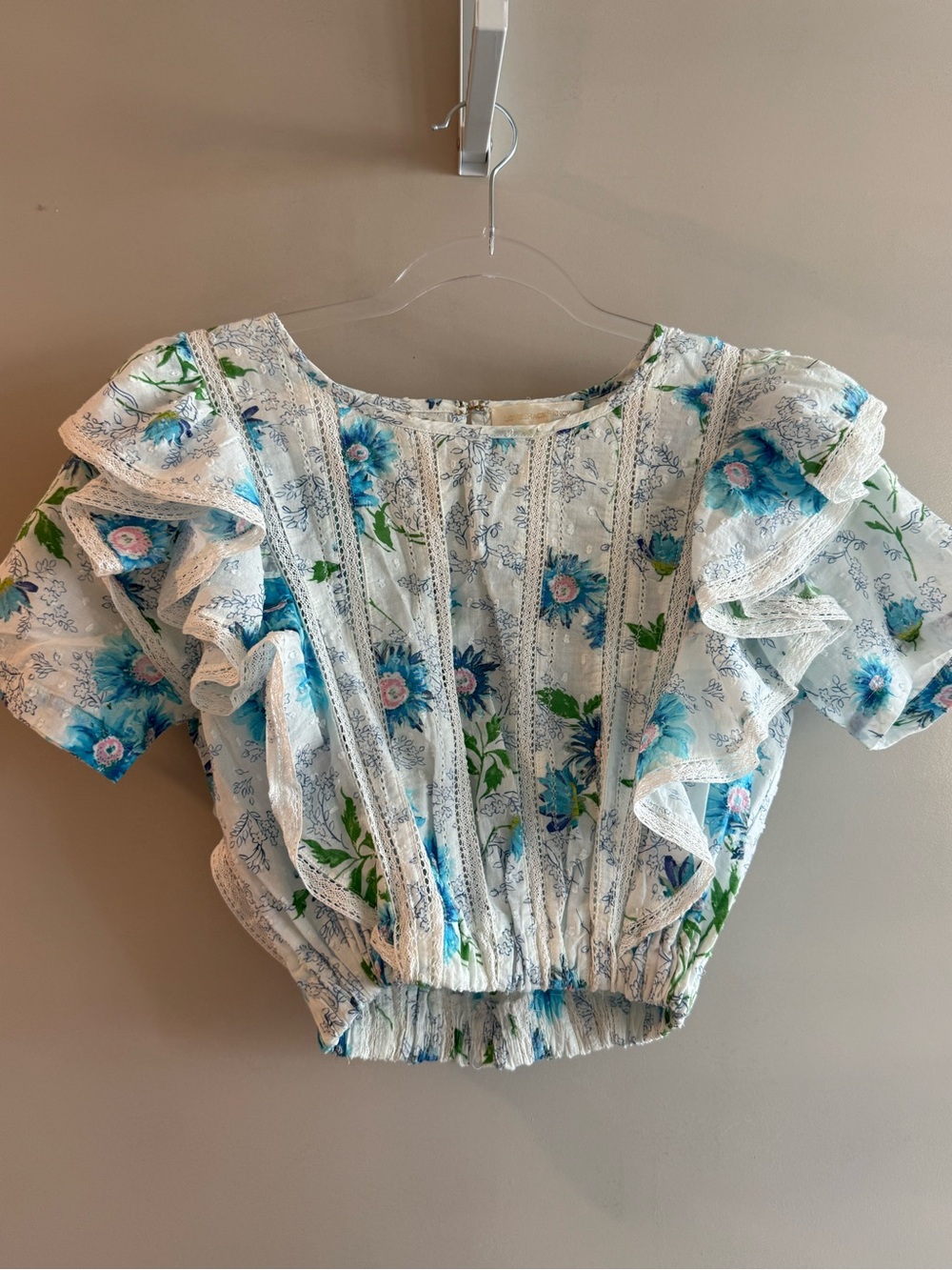 LoveShackFancy White and Blue Two-Piece Dress Set
